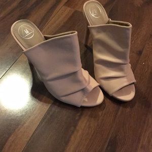 Nude booties. Open toe. Worn once